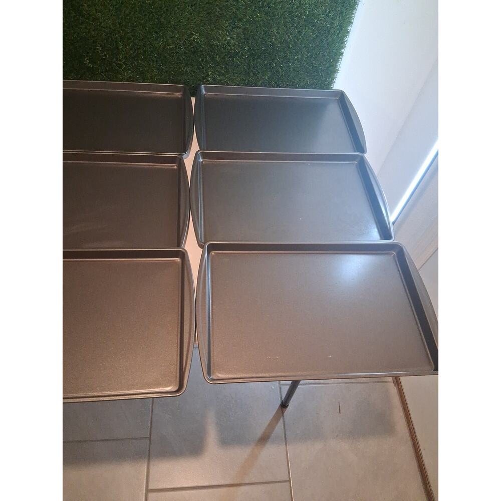 Lot of 6 Nonstick Baking Sheets Cookie Pans Gray Rectangular Trays Set - Picture 4 of 7